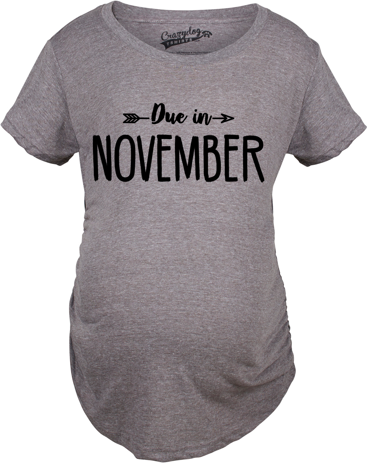 Funny Dark Heather Grey - November Due In Announcement Maternity T Shirt Nerdy Tee