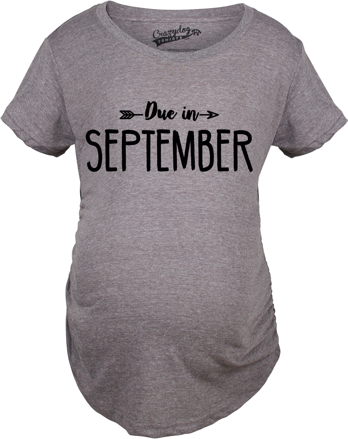 Funny Dark Heather Grey - September Due In Announcement Maternity T Shirt Nerdy Tee