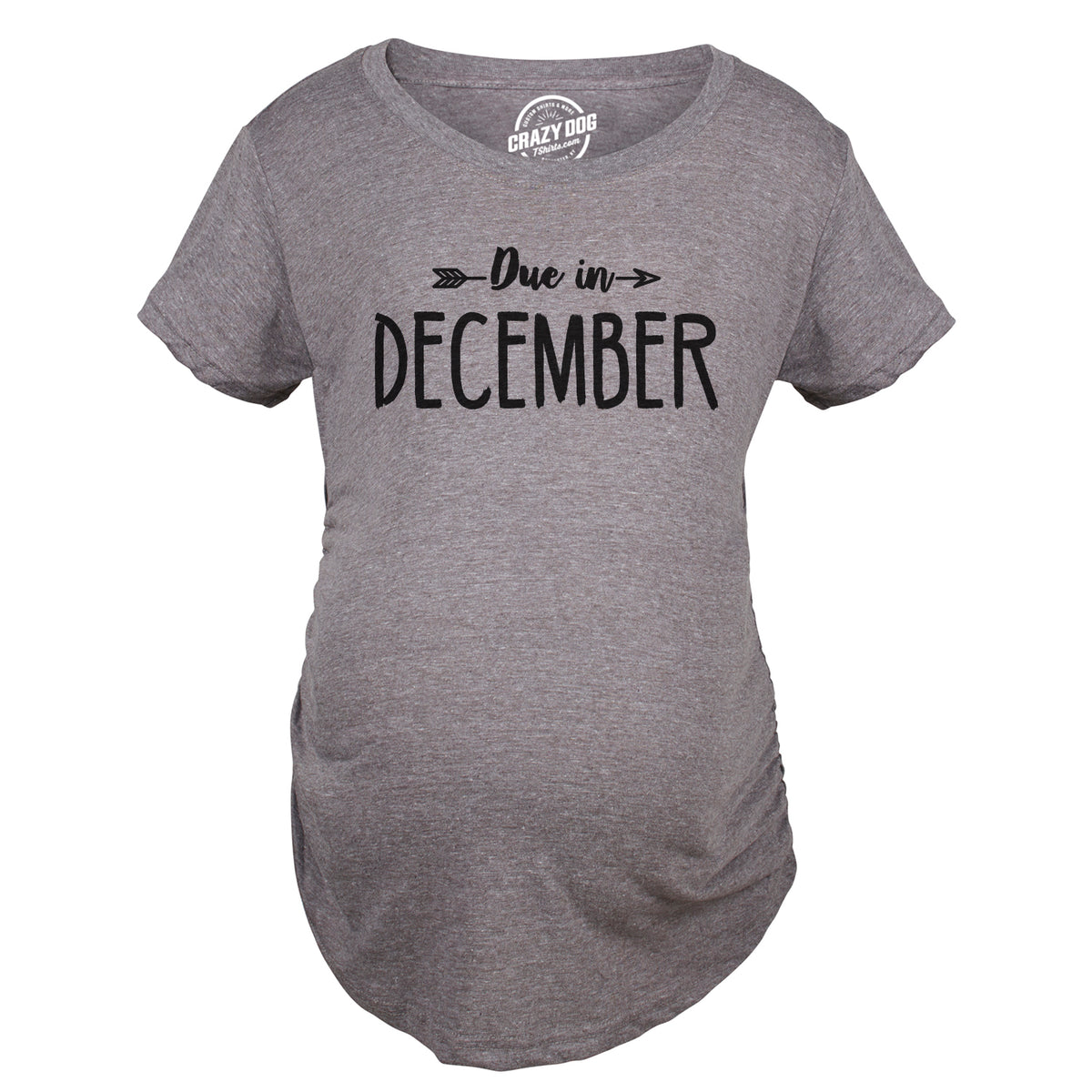 Funny Dark Heather Grey - December Due In Announcement Maternity T Shirt Nerdy Tee