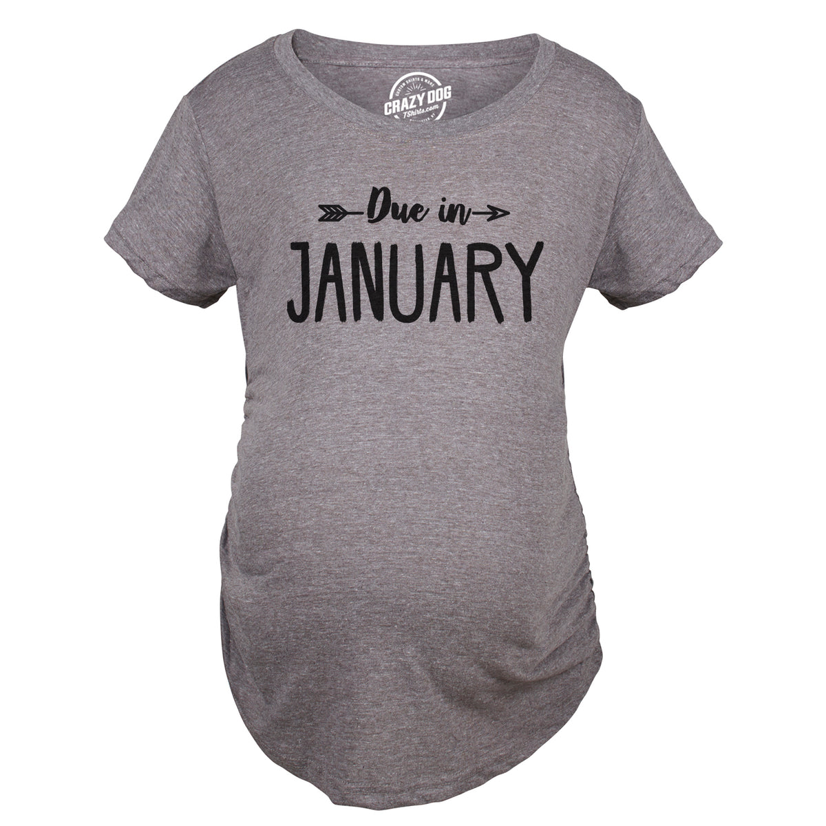 Funny Dark Heather Grey - January Due In Announcement Maternity T Shirt Nerdy Tee