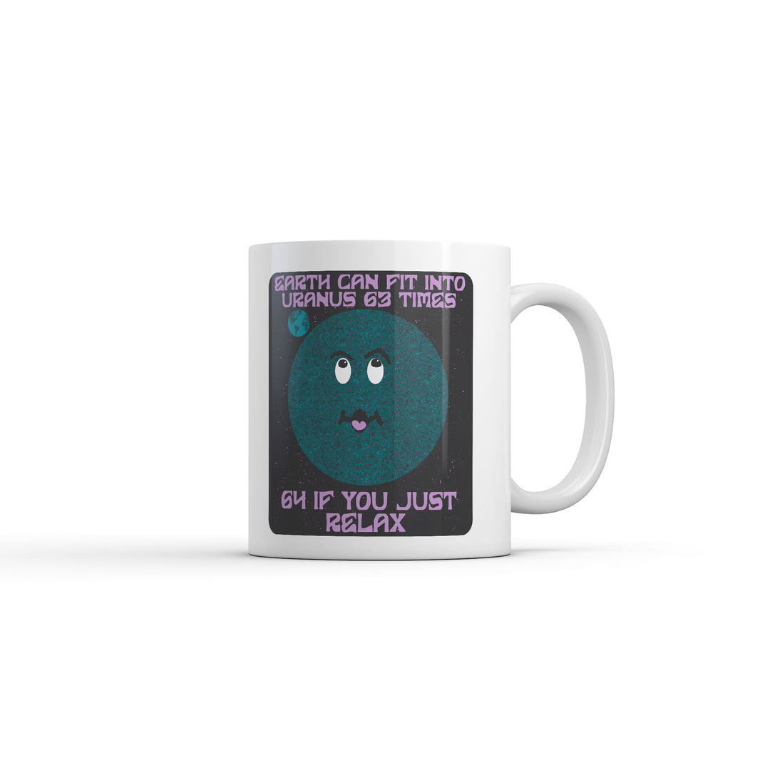 Funny White Earth Can Fit Into Uranus 63 Times Coffee Mug Nerdy space Sarcastic Tee