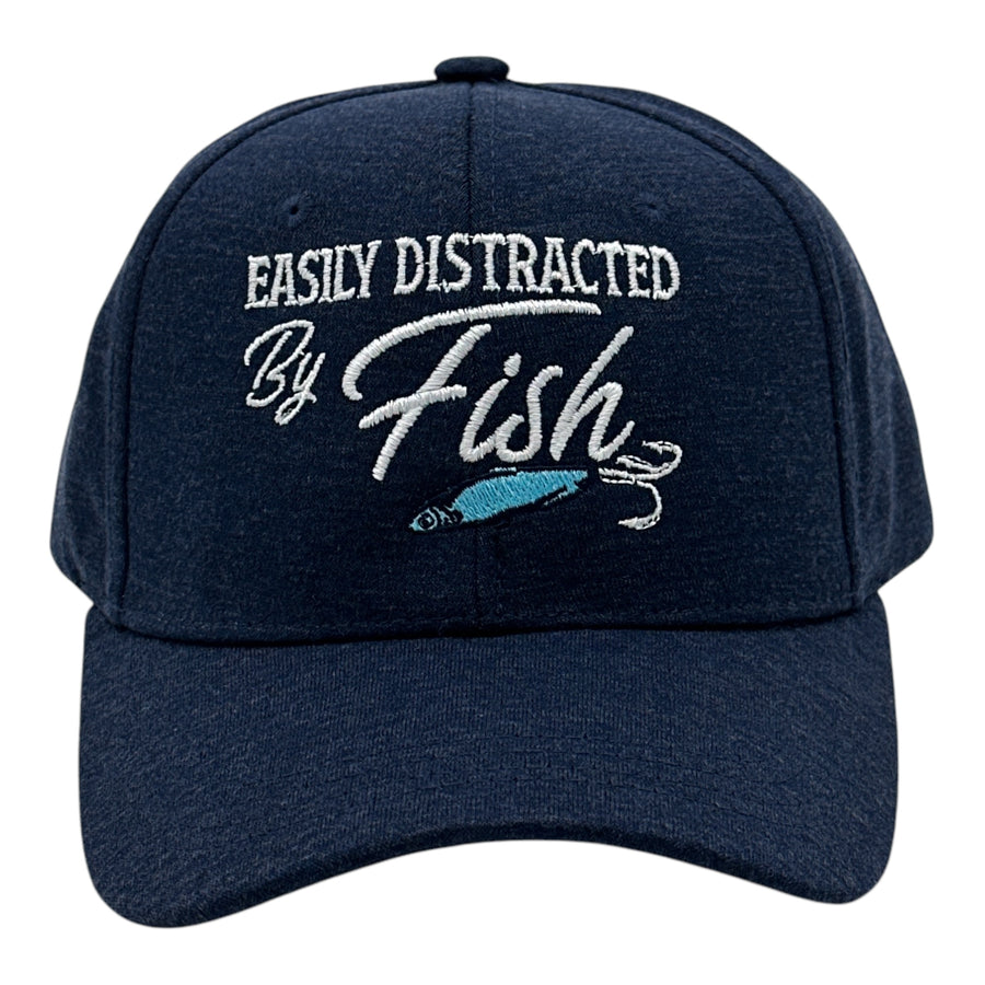 Funny Navy - Easily Distracted Fish Easily Distracted By Fish Nerdy Fishing sarcastic Tee
