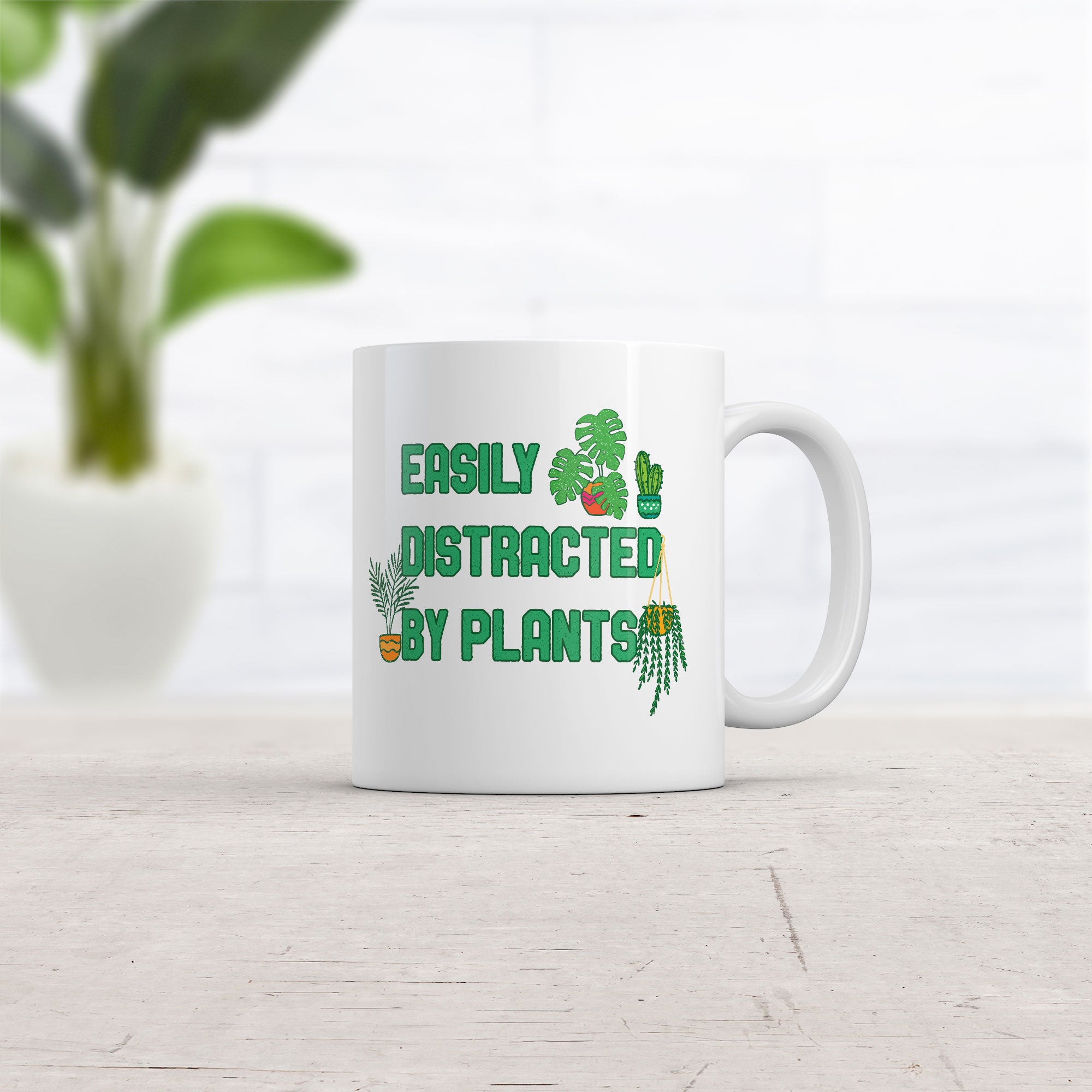 Funny White Easily Distracted By Plants Coffee Mug Nerdy Earth Tee