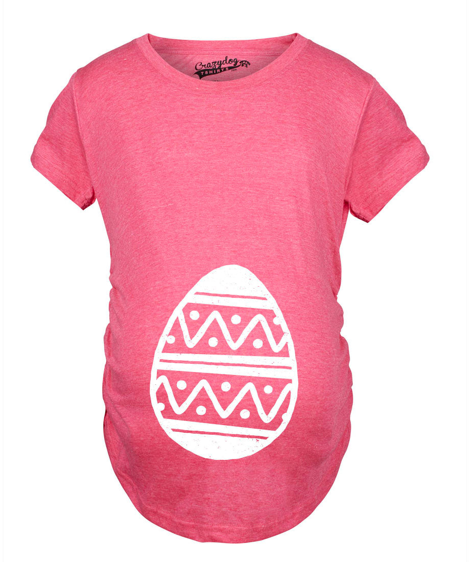 Funny Pink Easter Egg Baby Bump Maternity T Shirt Nerdy Easter Tee