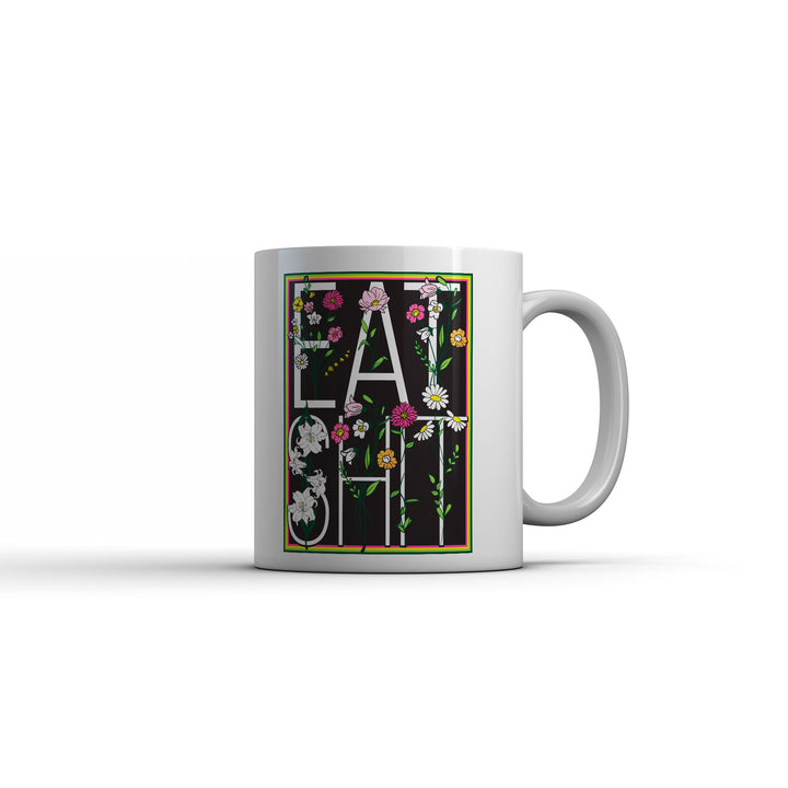 Funny White Eat Shit Flowers Coffee Mug Nerdy offensive Tee
