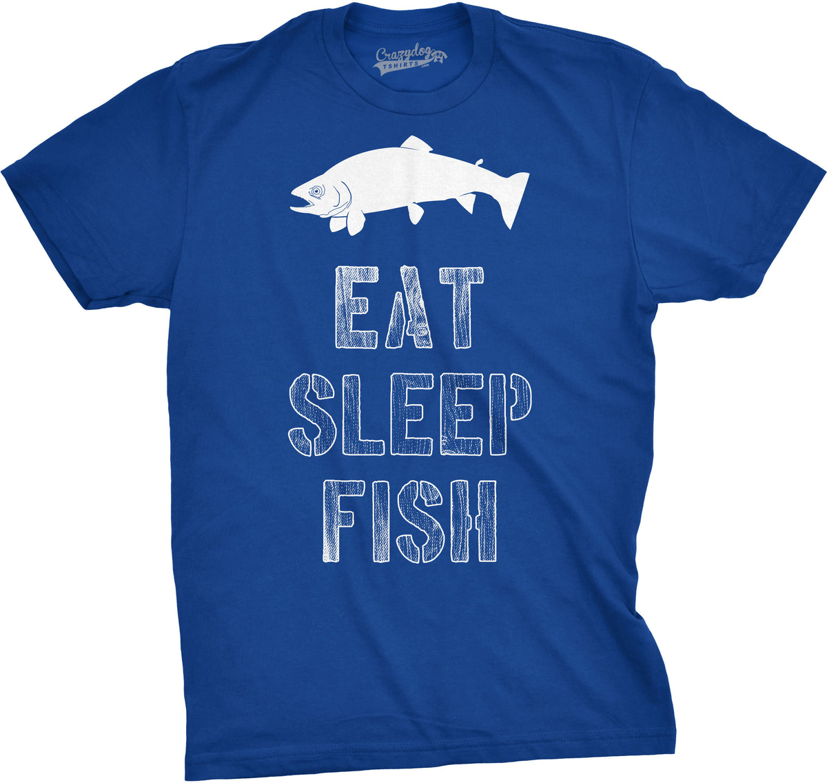 Funny Blue Eat Sleep Fish Mens T Shirt Nerdy Fishing Retro Tee