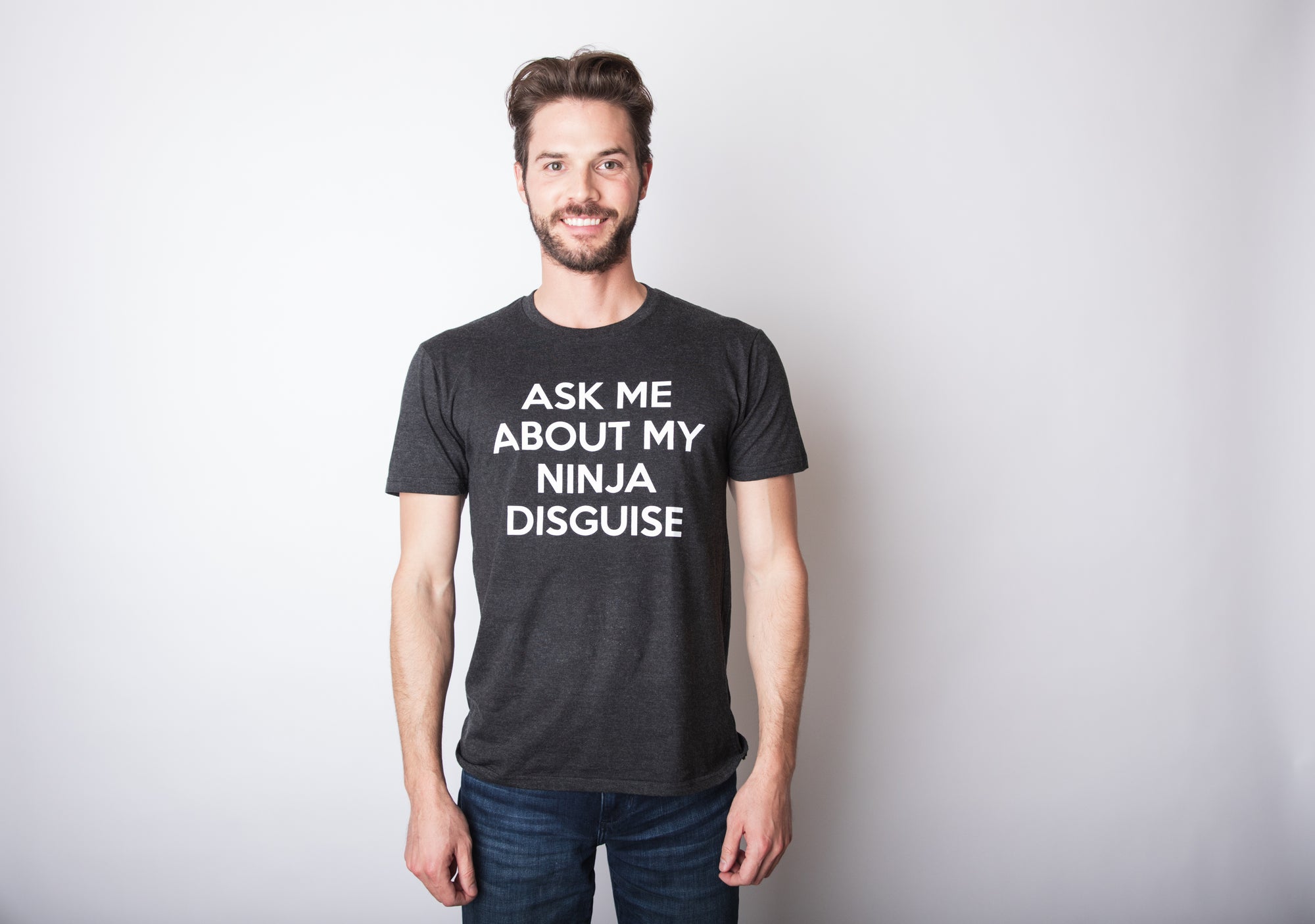 Funny Black Ask Me About My Ninja Disguise Flip Mens T Shirt Nerdy Flip Ninja Tee