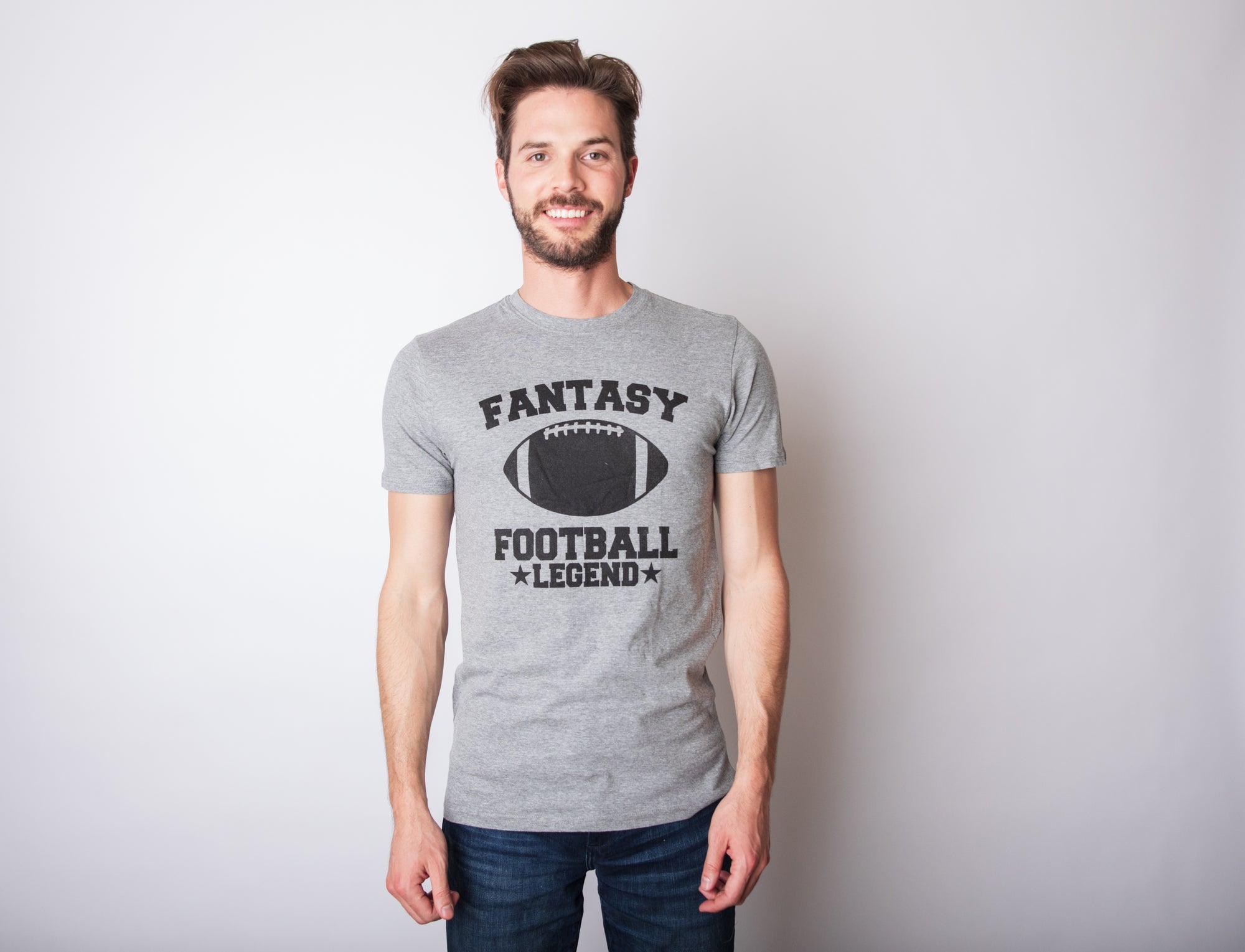 Funny Dark Heather Grey Fantasy Football Legend Mens T Shirt Nerdy Father's Day Football Tee