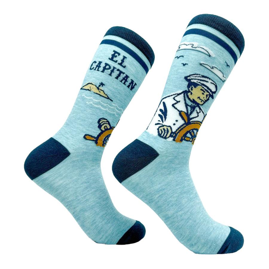 Funny Multi - CAPITAN Men's El Capitan Sock Nerdy Sarcastic Tee