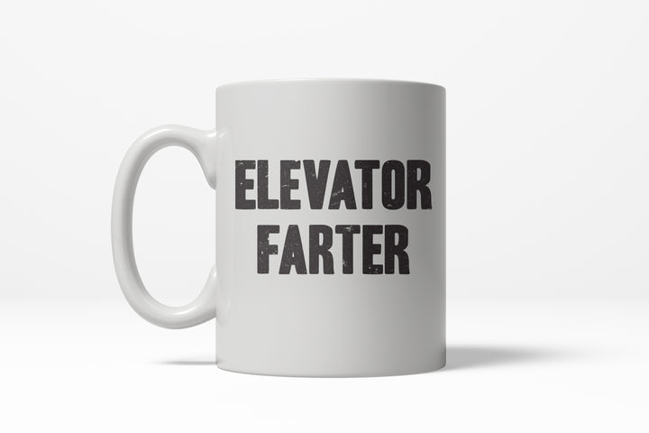 Funny White Elevator Farter Coffee Mug Nerdy Toilet Tee