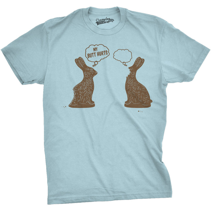 Funny Heather Light Blue Faceless Chocolate Bunny Mens T Shirt Nerdy Easter Tee