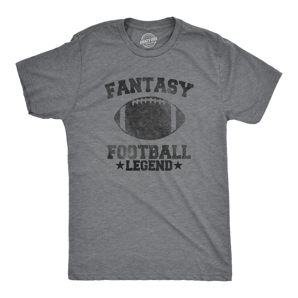 Funny Dark Heather Grey Fantasy Football Legend Mens T Shirt Nerdy Father&#39;s Day Football Tee
