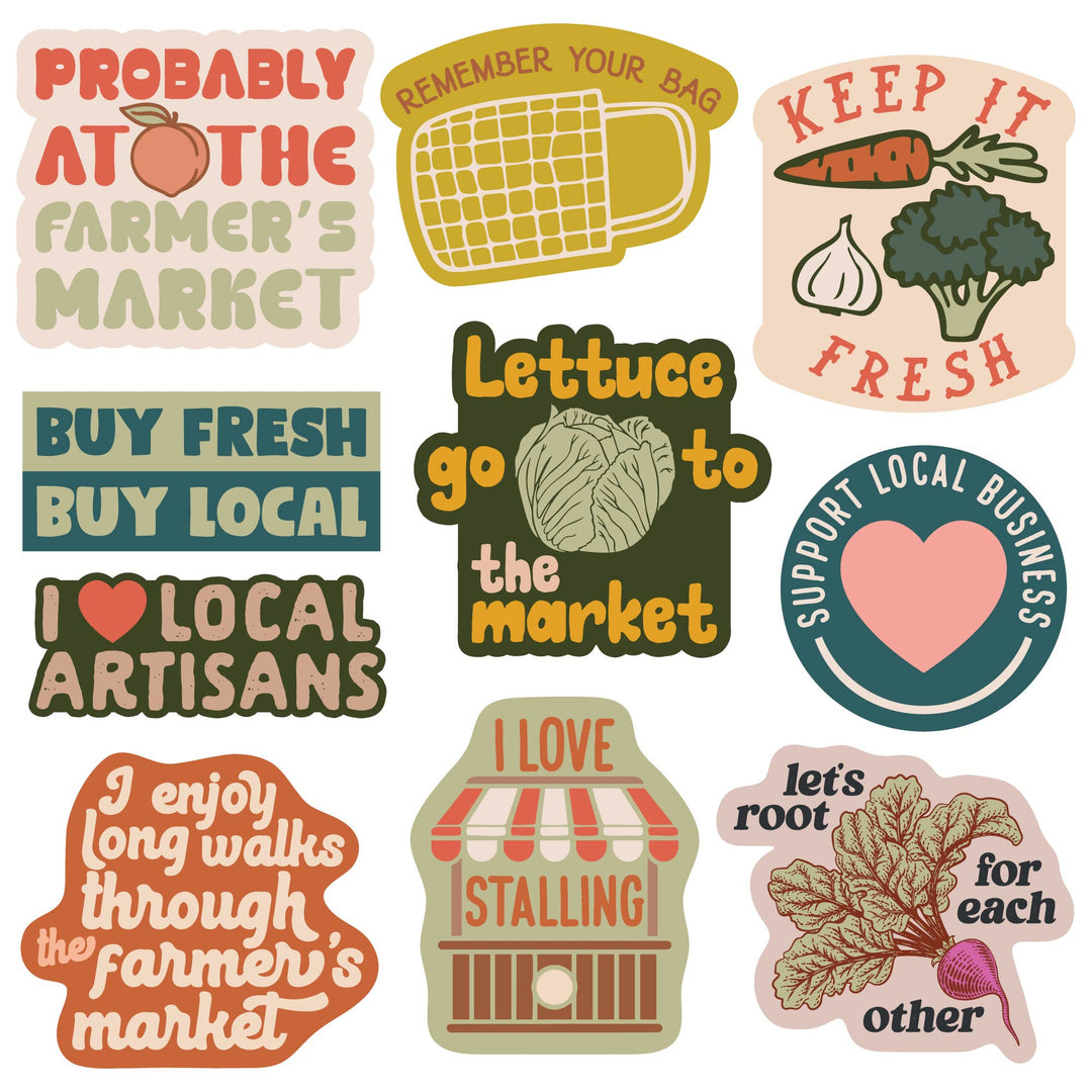 Funny Multi Farmers Market Stickers Nerdy food Tee