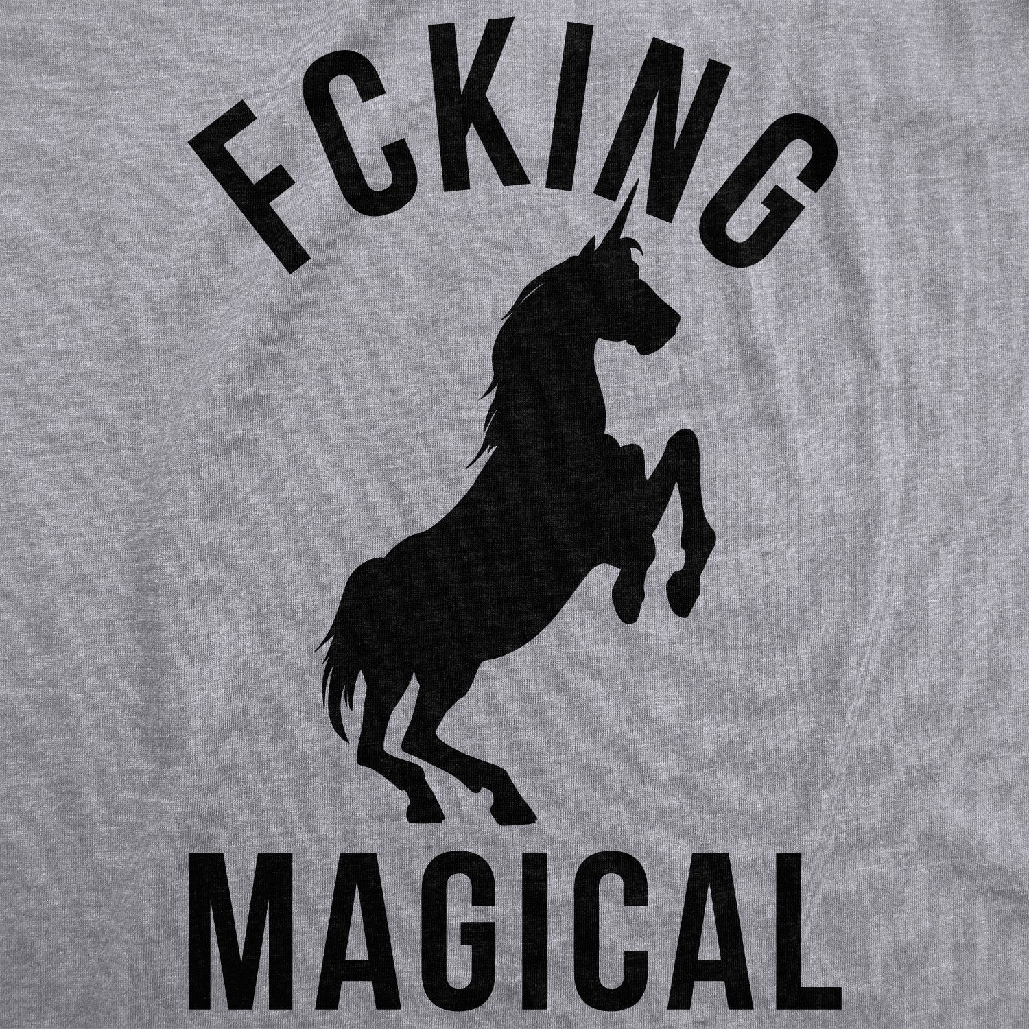 Funny Light Heather Grey Fcking Magical Womens T Shirt Nerdy Unicorn Retro Tee