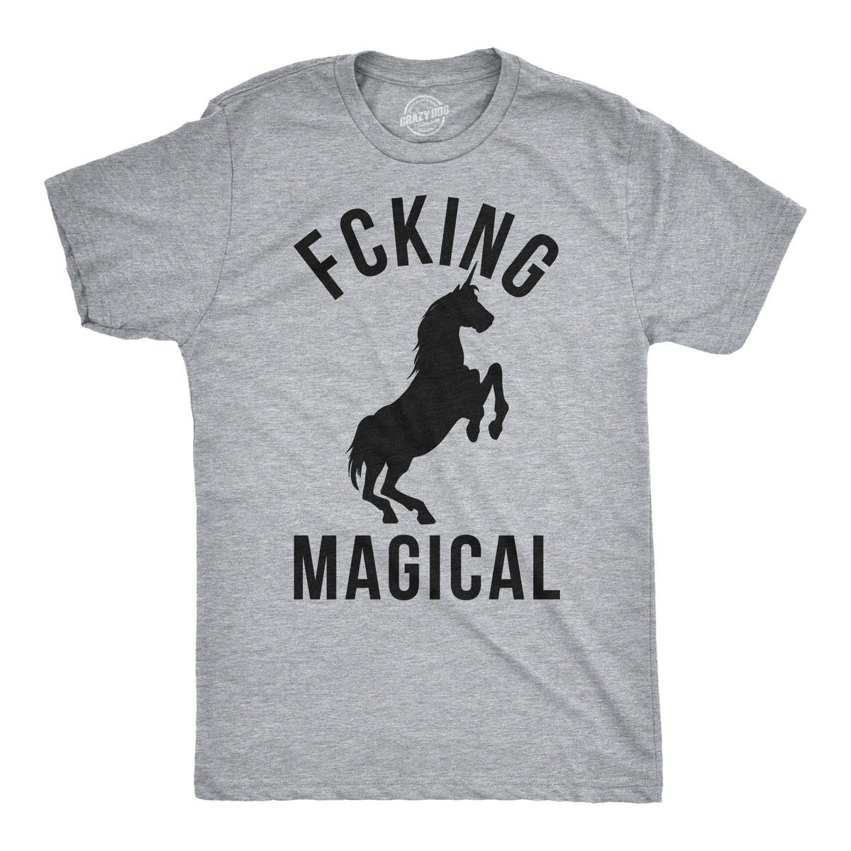 Funny Light Heather Grey Fcking Magical Mens T Shirt Nerdy Unicorn Retro Tee
