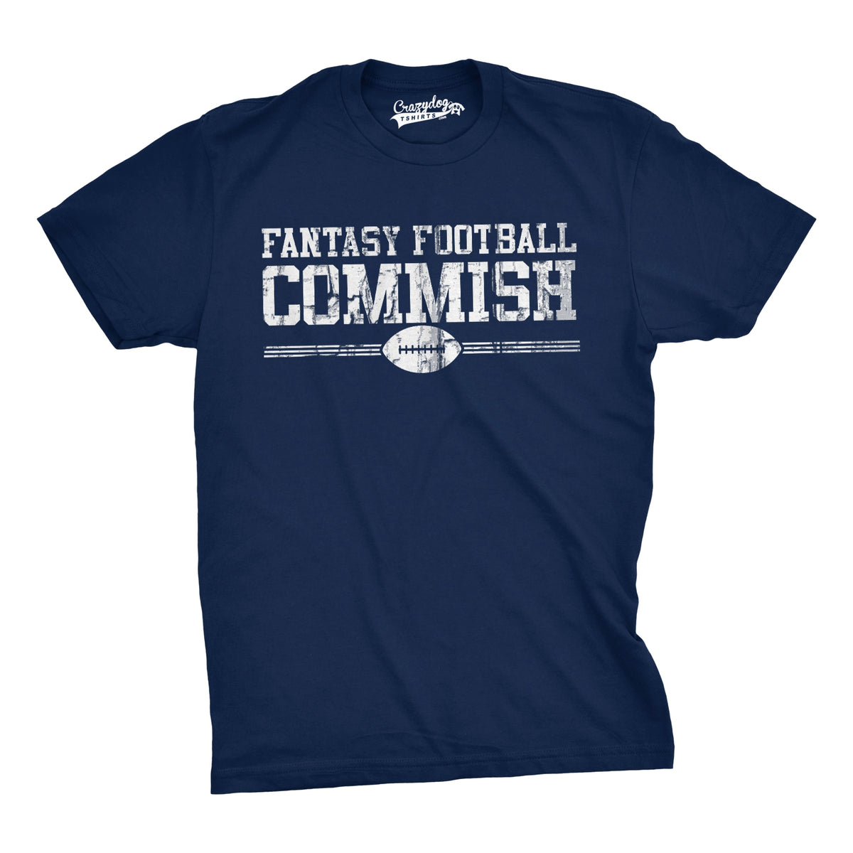 Funny Navy Fantasy Football Commish Mens T Shirt Nerdy Football Tee