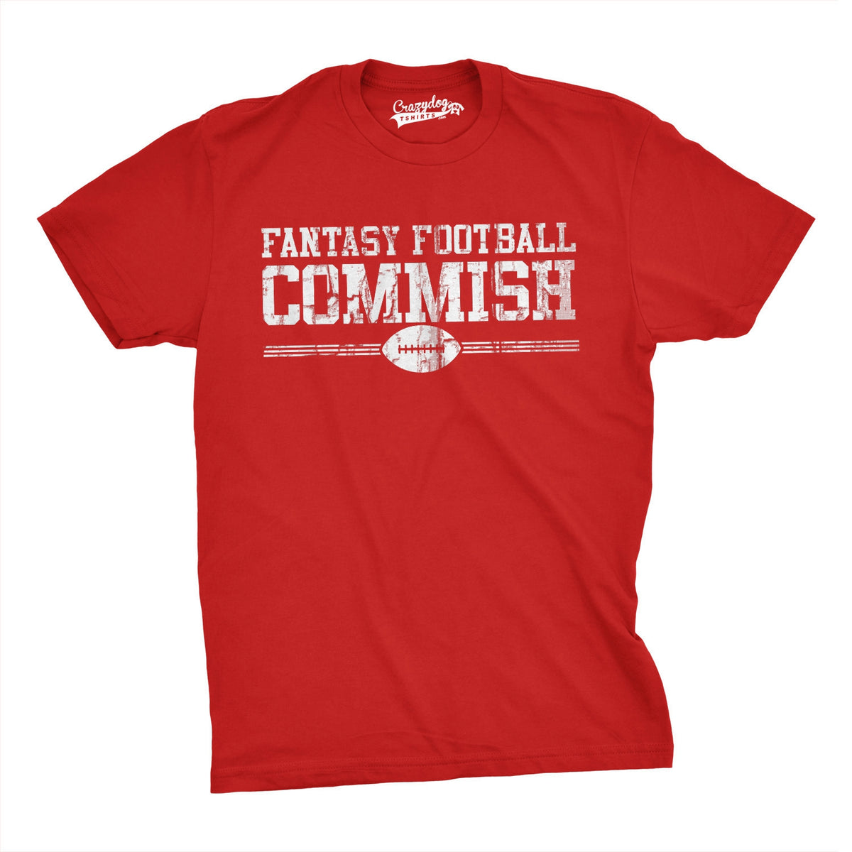 Funny Red Fantasy Football Commish Mens T Shirt Nerdy Football Tee