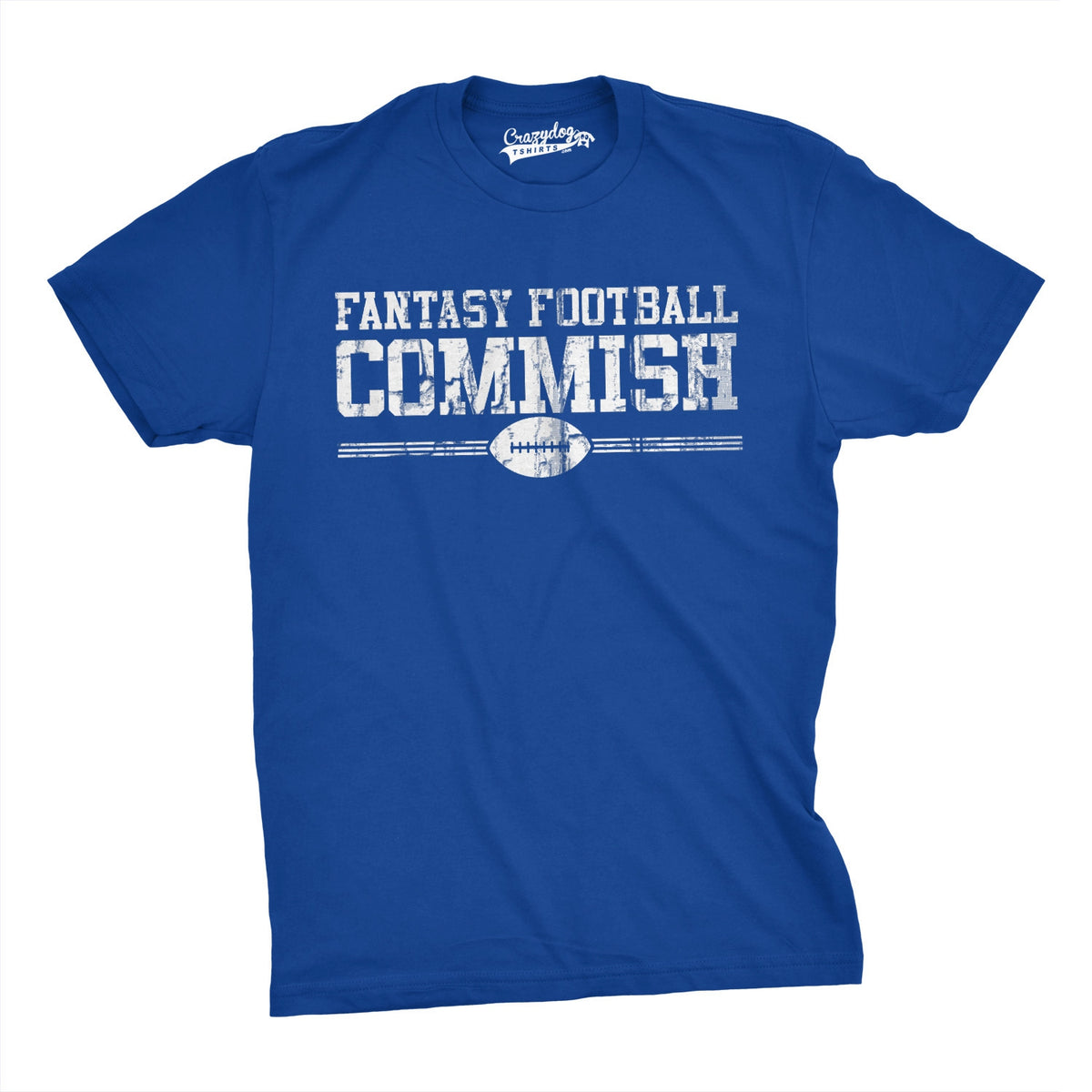 Funny Blue Fantasy Football Commish Mens T Shirt Nerdy Football Tee