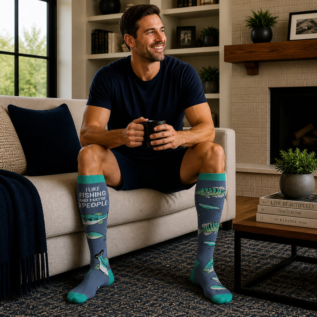 I Like Fishing And Maybe 3 People Compression Socks