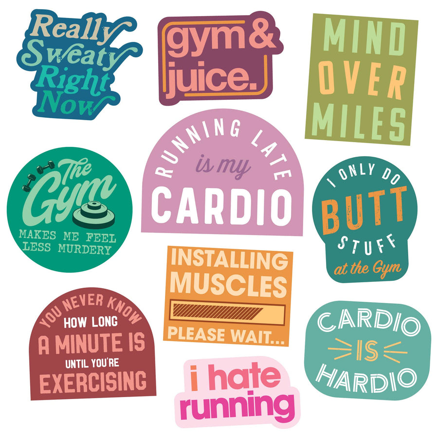 Funny Multi Fitness Stickers Nerdy fitness sarcastic Tee