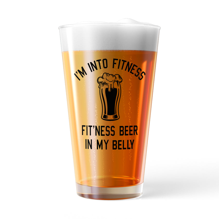 Funny White Im Into Fitness Beer In My Mouth Nerdy Sarcastic Beer Drinking Tee