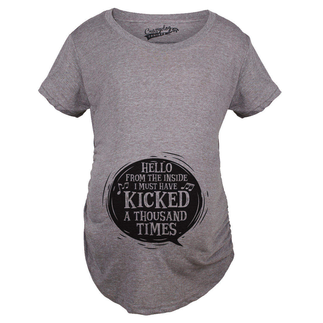 Funny Dark Heather Grey - Hello Inside Hello From The Inside Maternity T Shirt Nerdy Sarcastic music Tee