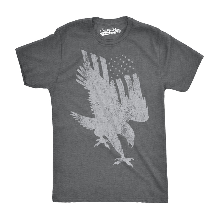 Funny Dark Heather Grey Flag Into Eagle Mens T Shirt Nerdy Fourth of July Retro Tee