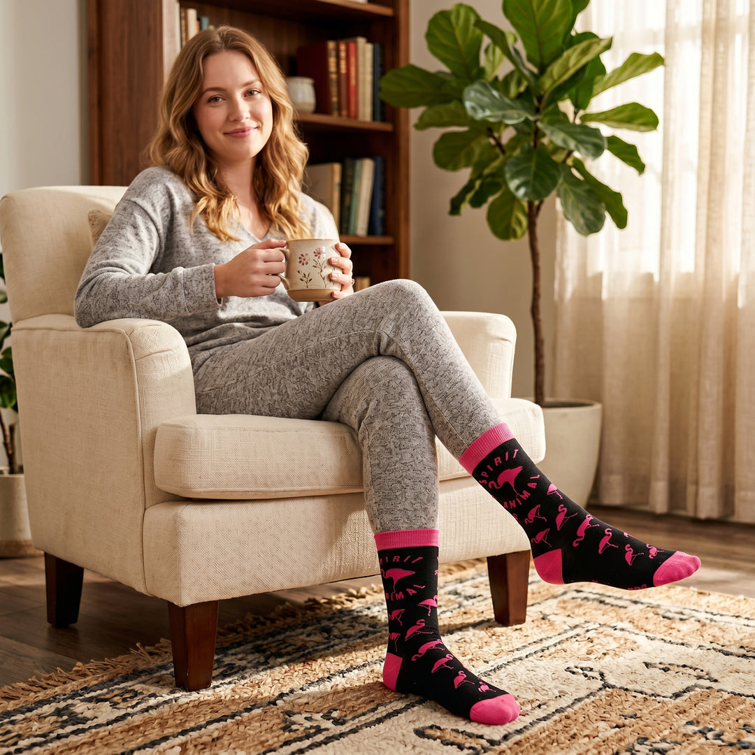 Womens Spirit Animal Flamingo Socks