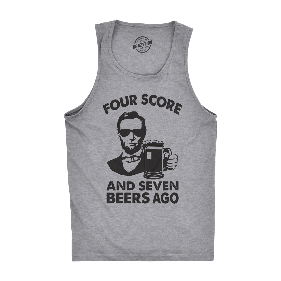 Funny Light Heather Grey Mens Tank Top Nerdy Fourth of July Beer Fitness Tee
