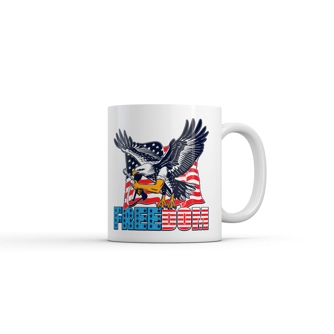 Funny White Freedom Eagle Coffee Mug Nerdy Fourth Of July animal Tee