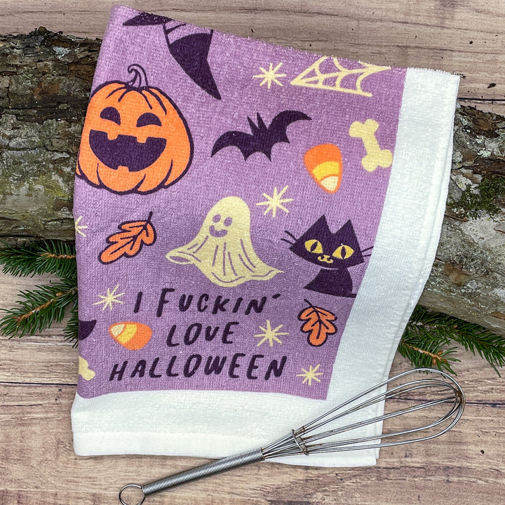 I Fuckin Love Halloween Tea Towel Tea Towel