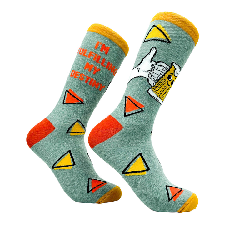 Funny Multi - DESTINY Men's Im Fulfilling My Destiny Sock Nerdy Beer Drinking Tee