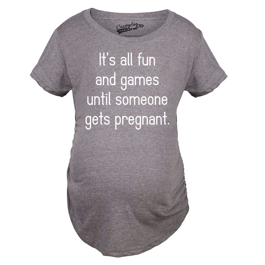 Funny Dark Heather Grey Fun And Games Maternity T Shirt Nerdy Tee