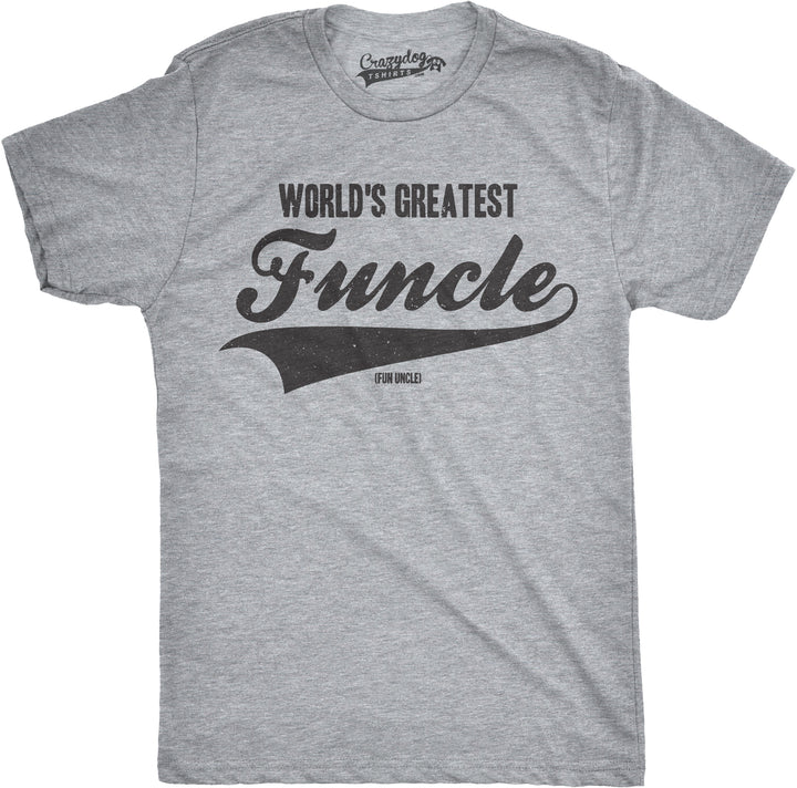 Funny Light Heather Grey World's Greatest Funcle Mens T Shirt Nerdy Uncle Tee