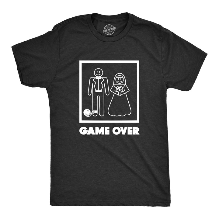 Funny Black Game Over Mens T Shirt Nerdy Video Games Wedding Tee