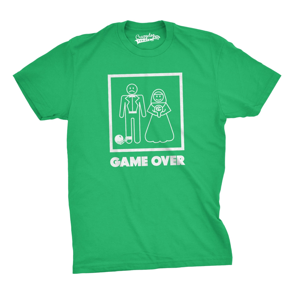 Funny Green Game Over Mens T Shirt Nerdy Video Games Wedding Tee