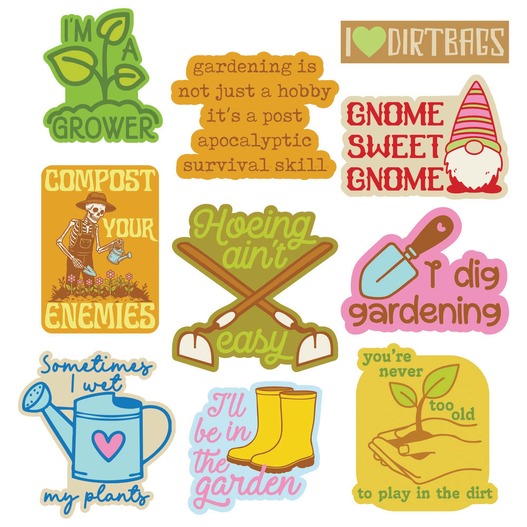 Funny Multi Gardening Stickers Nerdy Tee
