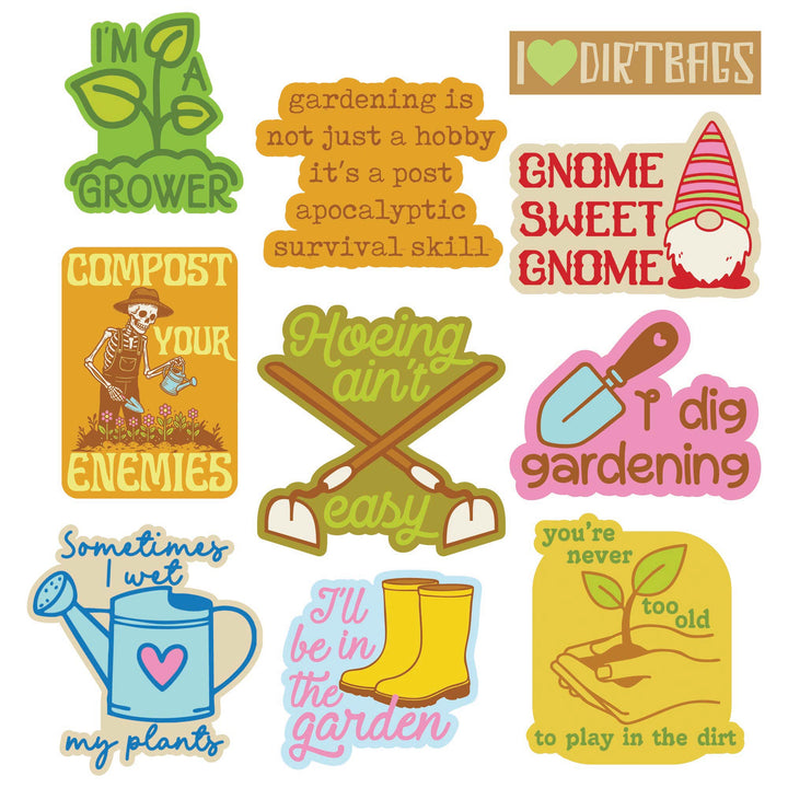 Funny Multi Gardening Stickers Nerdy Tee
