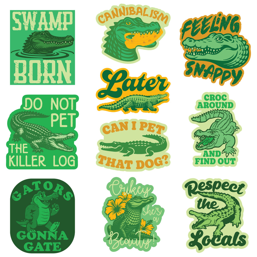 Funny Multi - Alligator Alligator Stickers Nerdy animal Tee