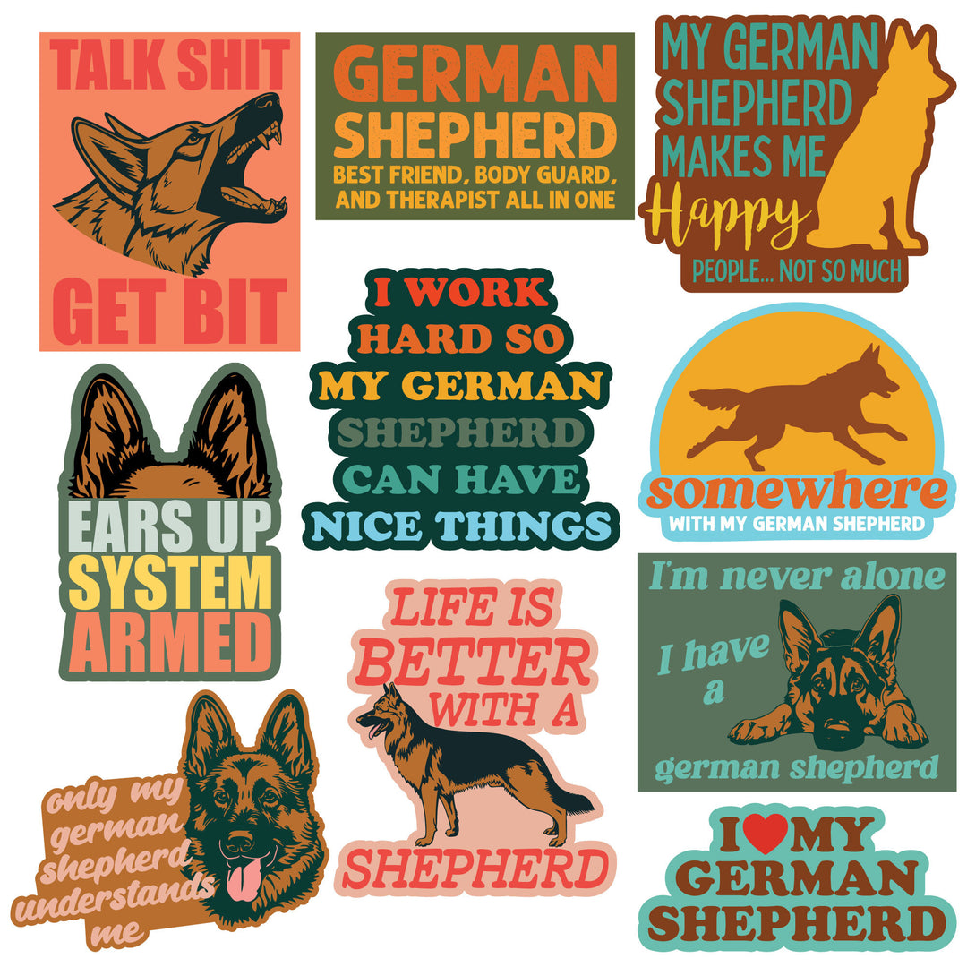 Funny Multi - German Shepherd German Shepherd Stickers Nerdy dog Tee