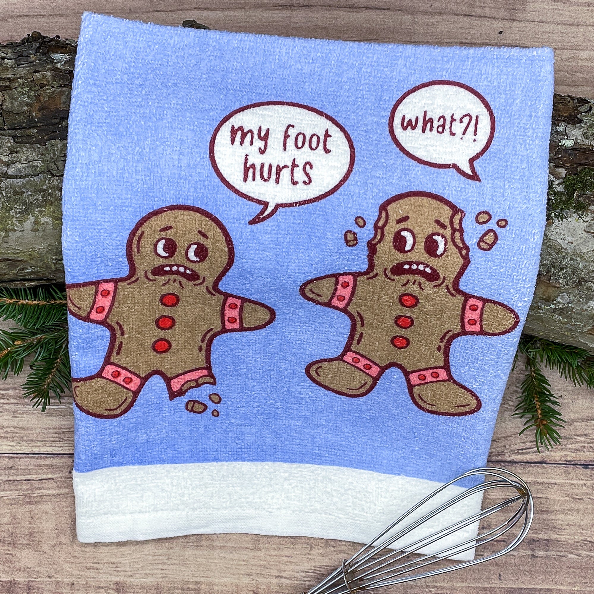 Funny Gingerbread Foot Hurts Gingerbread Foot Hurts Tea Towel Nerdy Christmas Food Tee