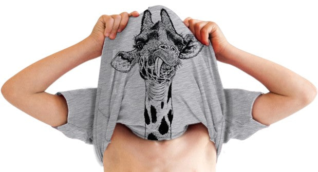 Funny Light Heather Grey Ask Me About My Giraffe Youth T Shirt Nerdy Flip Animal Tee