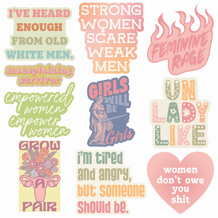 Funny Multi - Girl Power Girl Power Stickers Nerdy motivational Tee