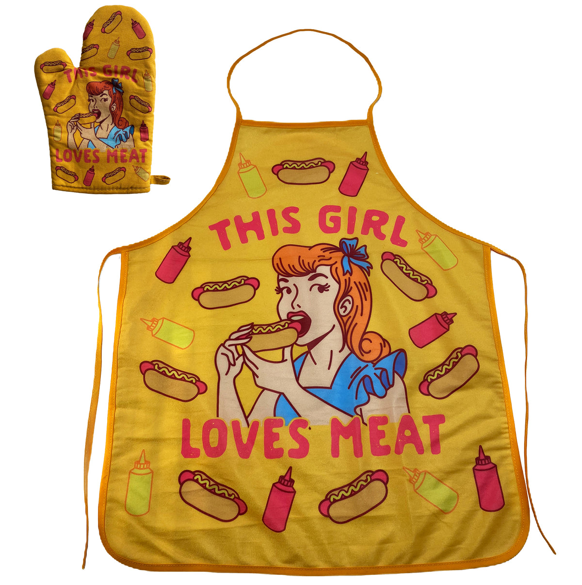 Funny Navy This Girl Loves Meat Apron Nerdy Food Tee