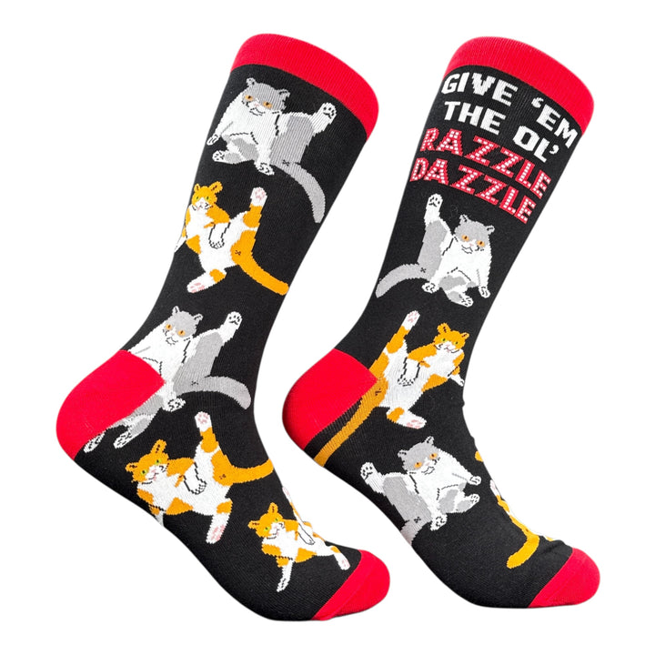 Funny Ole Razzle Dazzle Give Em The Ole Razzle Dazzle Sock Nerdy Cat Tee