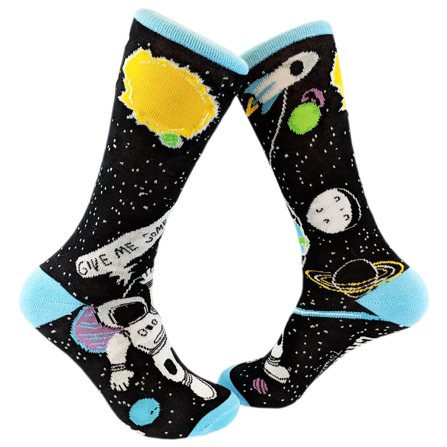 Funny Black Mens Give Me Some Space Sock Nerdy Science Tee