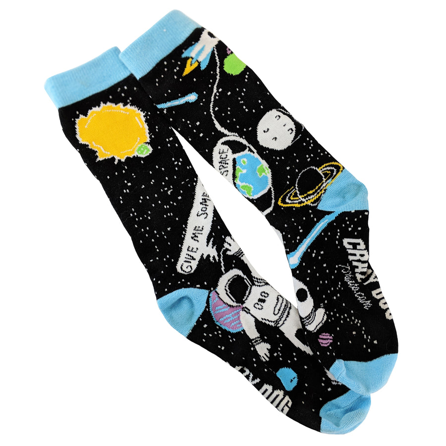 Funny Black Mens Give Me Some Space Sock Nerdy Science Tee