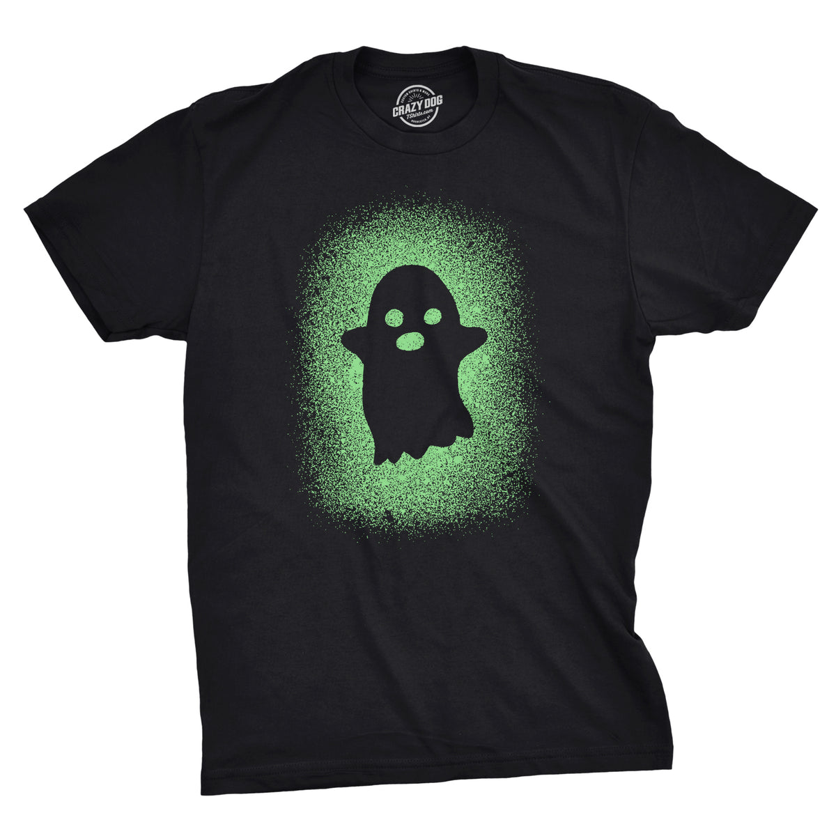 Funny Black Glowing Ghost Mens T Shirt Nerdy Halloween Tee