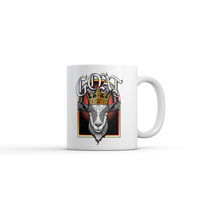 Funny White Goat King Coffee Mug Nerdy animal Tee
