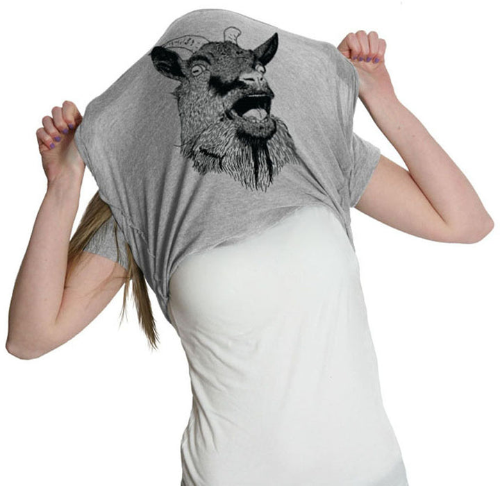 Funny Light Heather Grey - Ask About Goat Ask Me About My Goat Flip Womens T Shirt Nerdy Animal Flip Tee